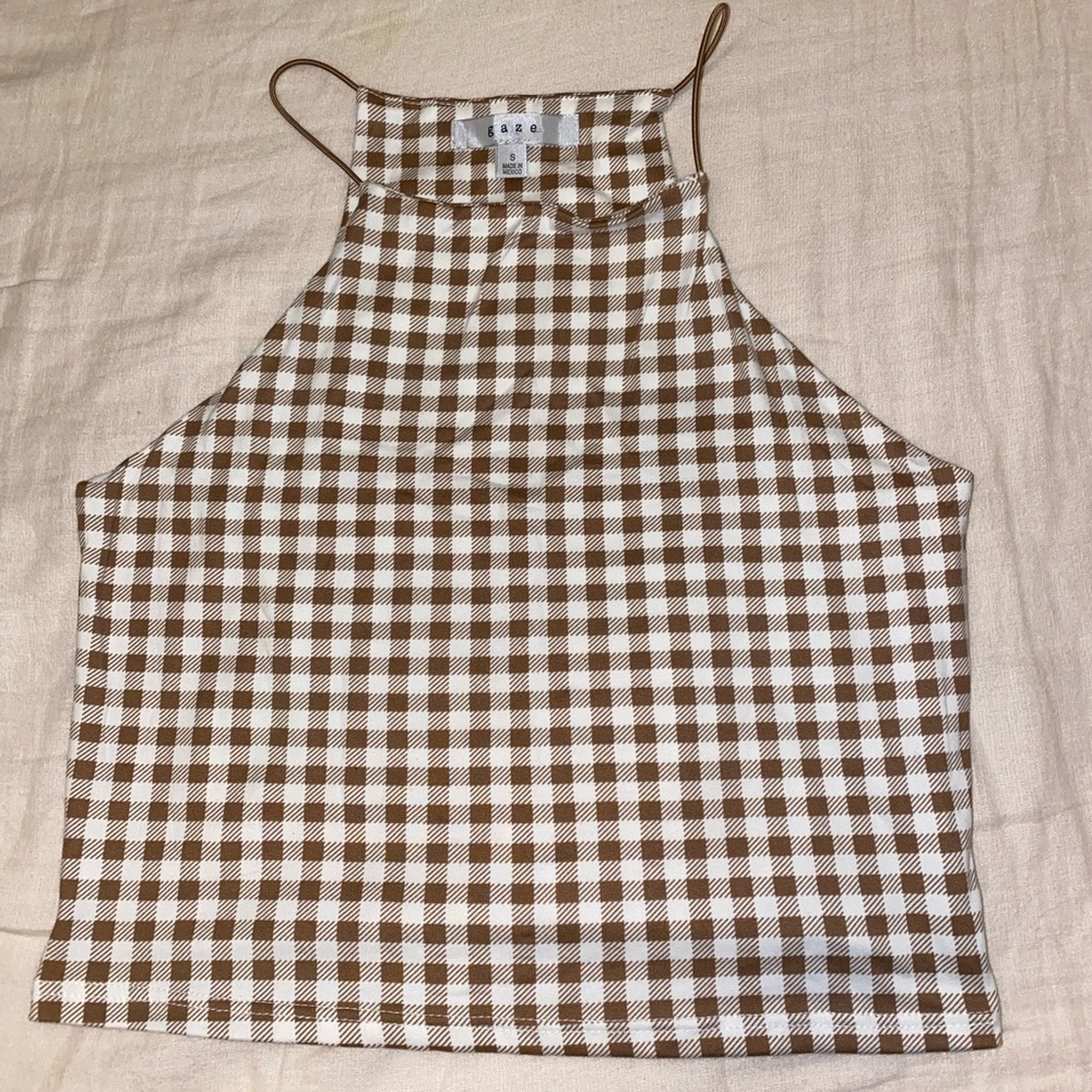 Cute brown and white crop tank